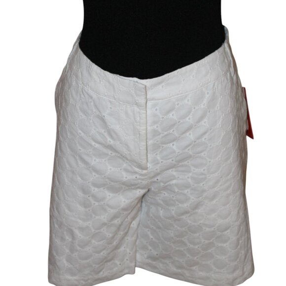 Izod White Embroidered Fabric Lined Zip Button Shorts, Size 8 NWT's - Picture 1 of 15